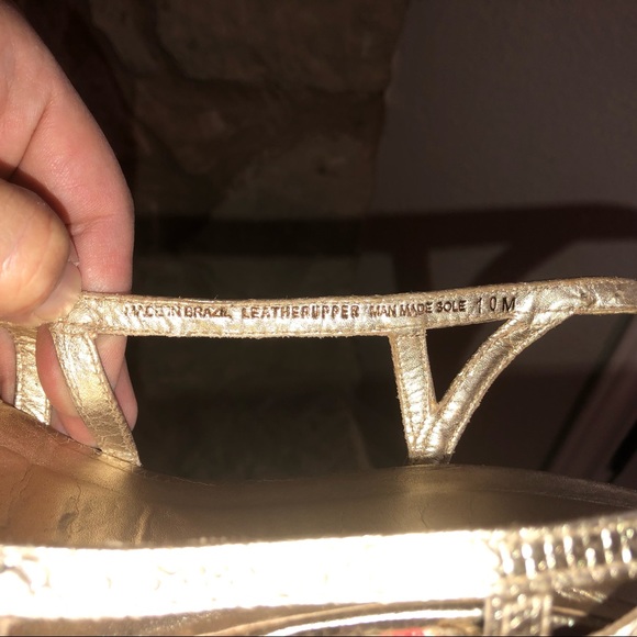 Lilly Pulitzer Sophie Gold Chevron Wedge 10 M - Picture 7 of 8